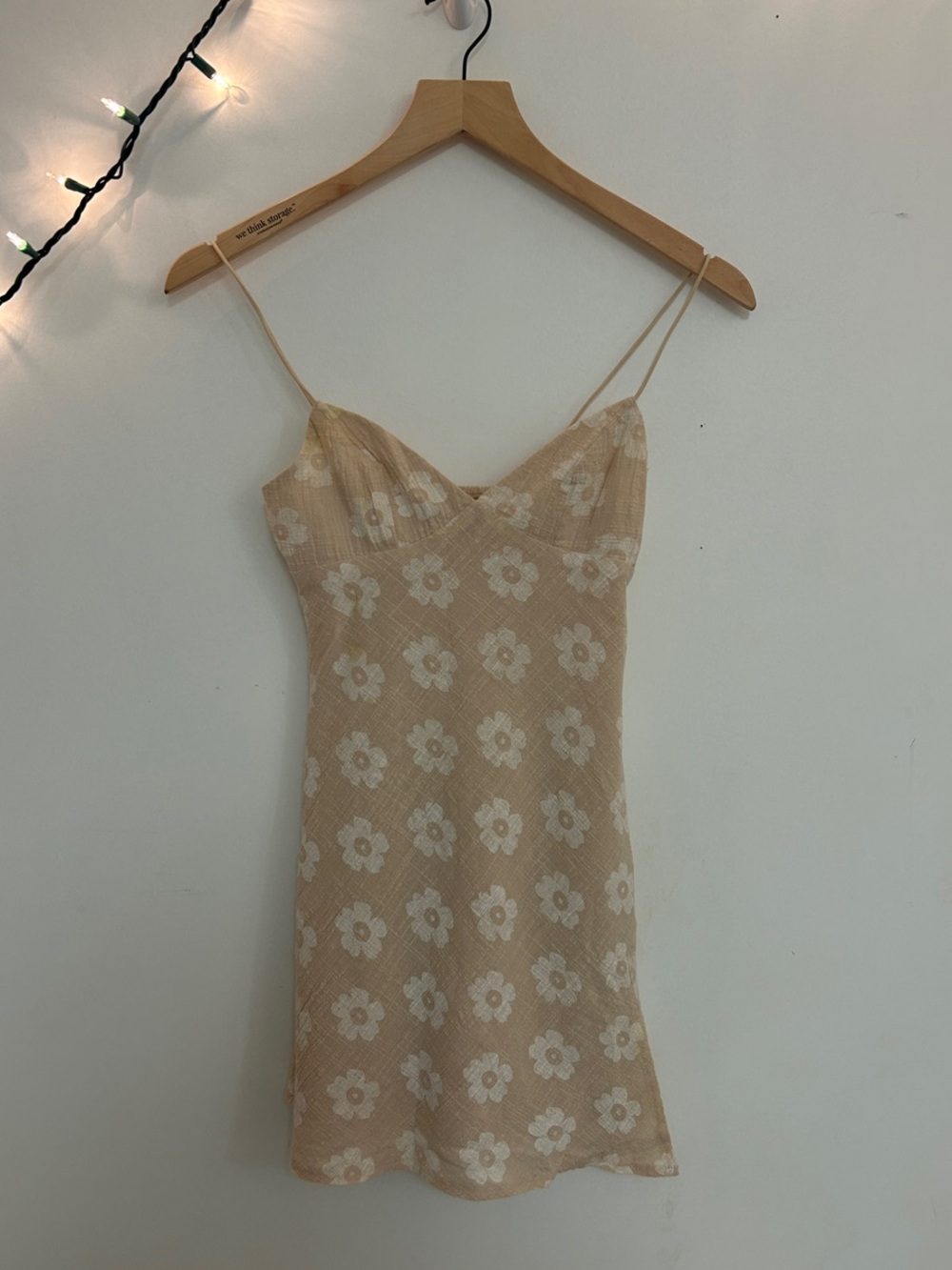Princess Polly Cream Floral Slip Dress with White Daisies